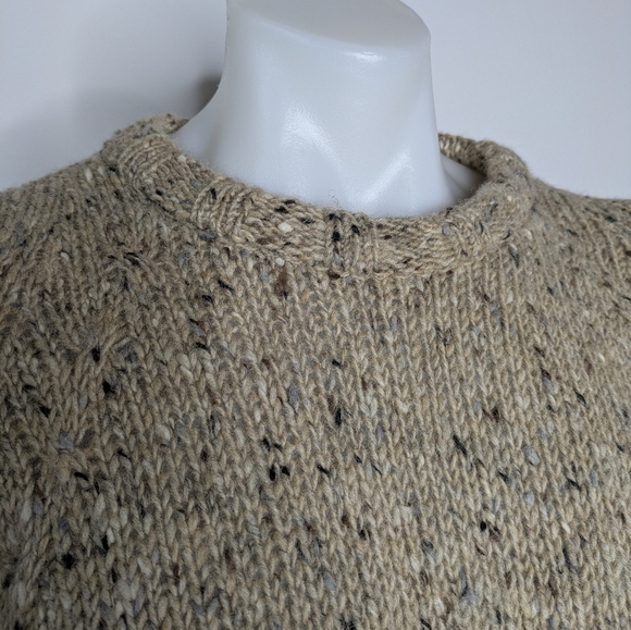 Dyed In The Wool Brown Tan 100% Wool Sweater Made In Ireland L/XL - Picture 5 of 9
